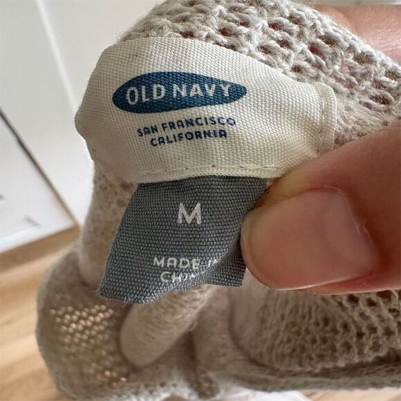 Old Navy Women's Oatmeal Long Sleeve Open Waffle Knit Pullover Sweater M - Picture 5 of 6